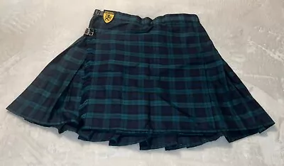 Sport Kilt Green/Blue /Black Tartan Plaid Adjustable Waist Pleated Men's Kilt XL • $50