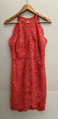 $24 • Buy Portmans Dress Size 10 Coral Lace Cocktail Special Occasion Signature Label