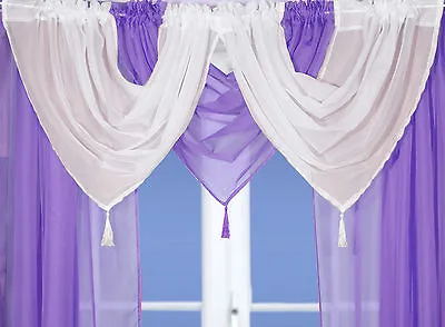 Voile Swags - Tassled - All Colours - Pelmet Valance Net Curtains Voile Curtains • £2.85