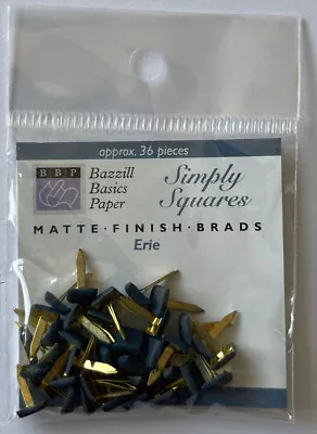 DARK ERIE BLUE Square Matte Finished Metal Brads(36pc)Bazzill•Split-Pin•Gold• • $3.29