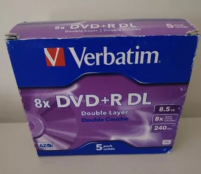 Verbatim 8 X DVD+R DL 5 Pack New Unsealed (Light Damage To Box) • $29.95