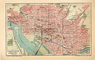 1904 WASHINGTON DC CITY PLAN USA AMERICA Antique Map Dated • $4.99