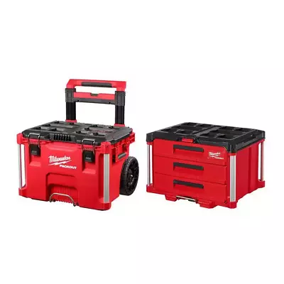 Milwaukee PACKOUT 22 In Heavy Duty Lockable Rolling Tool Box And 22 In. 3-Drawer • $412.82