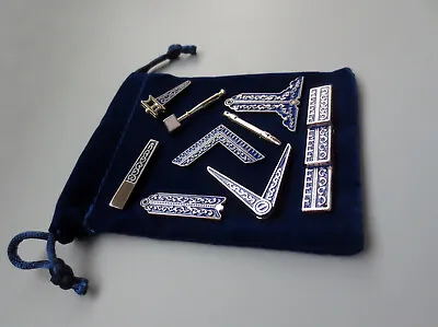 Set Of 9 Different Blue Masonic Working Tools Badge With Velvet Bag Mason • $14.99