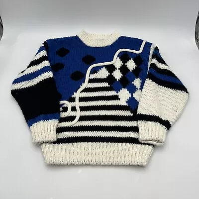 Vintage 80s Women's Cristina Blue White Black Coogi Grandma Style Sweater Medium • $19.99