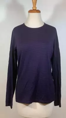 ICEBREAKER MERINO 200 100% Merino Wool Purple Striped Top Size Large • £24.12