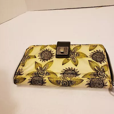 Sakroots Vinyl Wallet Yellow Floral Sun 8 X5  Zippered And Snap Missing Straps • $14