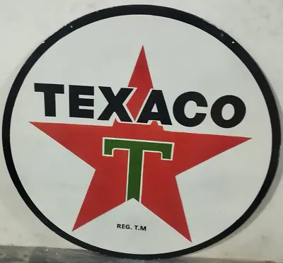 Vintage Double Sided Texaco Gas & Oil Porcelain Enamel Sign. • $1000