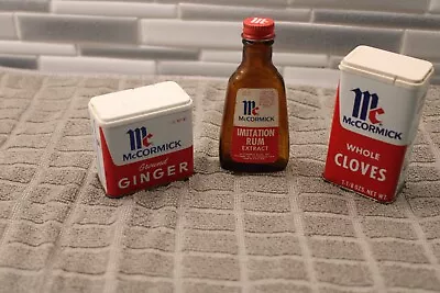 Used Vintage McCormick Spice Tins Whole Cloves Ground Ginger And Imitation Ru • $9