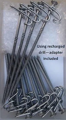 $64 • Buy Annexe Tent Steel Screw In Pegs (no Plastic Heads) 4 Guy Rope & 12 For Tent Wall