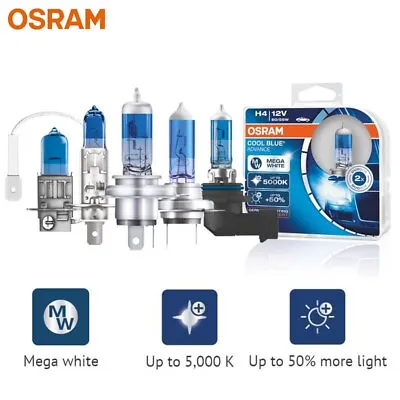 OSRAM H1 H3 H4 H7 H9 H11 9005 9006 HB3 HB4 Halogen Car Bulbs Cool Blue Advance • $20.50