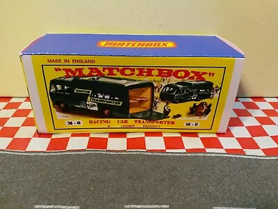 Matchbox Lesney M-6 Racing Car Transporter COSTOM Repro Box ONLY     NO CAR • $8.50