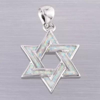 Star Of David White Fire Opal Silver Jewelry Necklace Pendant • $4.99