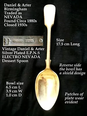 Antique Daniel & Arter NEVADA E.P.N.S Dessert Spoon Made In Birmingham  • £4.99