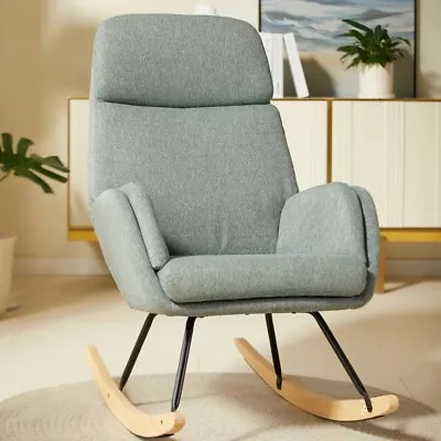 Rocking Chair Glider Chair Armchair Upholstered Tall Back Accent Nursery Fabric • $49.99