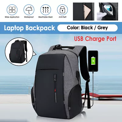 $28.59 • Buy Men Backpack USB Charging Waterproof Laptop Shoulder Bag Travel School Rucksack