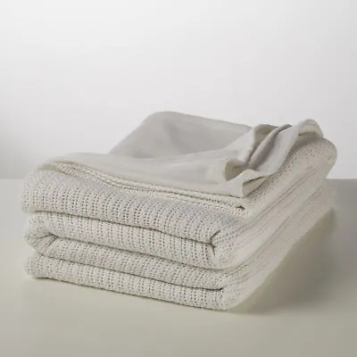£21.99 • Buy Soft Cotton White Cellular Blanket Single Double King Super King SLEEPSCENE