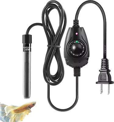 25W Super Mini Aquarium Heater: Adjustable Heater For Small Fish Tank 2-6Gallons • $16.59