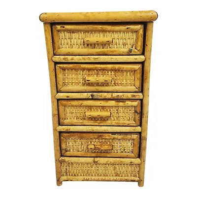 Vintage Apothecary Cabinet Spice Drawer Sewing Storage Rattan Boho Mid-Century • $38