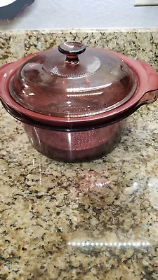 Vintage Corning Ware Visions Cranberry 3.5l Dutch Oven Stock Pot • $55