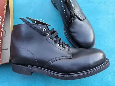 Vintage Men's Work Boots PRISON 6  Deadstock NIB Black Steel Toe 13 D Never Worn • $45.99