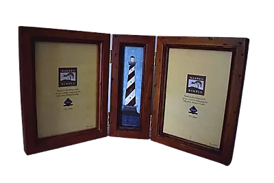 Warren Kimble Lighthouse Tri-fold Picture Frame By Fetco Holds Two 5x7 Photos • $18.99