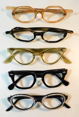 Vintage 5 Pc. Lot Assorted DEFECTIVE Plastic Eyeglass Frame Lot NOS #369a • $24.99