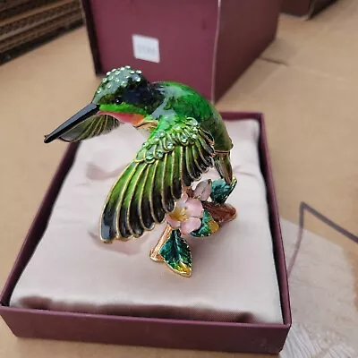 * Wow! Nobility Bejeweled Box Green Humming Bird  3586 In Box • $89.95