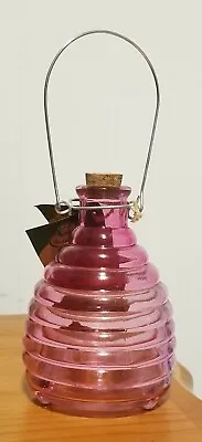VINTAGE Light Pink Bee/Fly/Wasp Trap Catcher Hive Shaped Glass W/wire Hanger • $50
