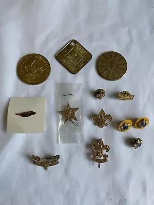 Vintage BSA Pins Eagle Star Feather Arrow Be Prepared Coins Boy Scout Lot • $9