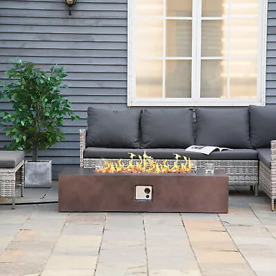 56  Propane Fire Pit Table 50000BTU Gas Firepit W/ Cover & Lava Rocks Brown • $369.99