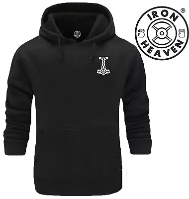 Mjolnir Hoodie Pocket Gym Clothing Bodybuilding Training Workout Vikings MMA Top • £19.99