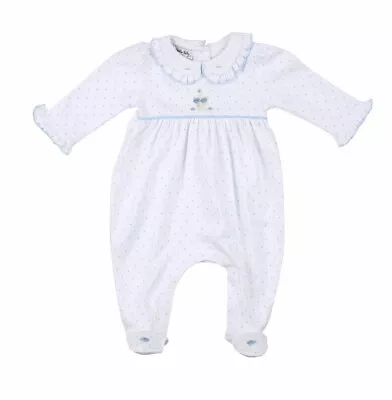 NWT Magnolia Baby Anna’s Classics Blue White Dot Footie Pajama Girls 9 Month • $29.99