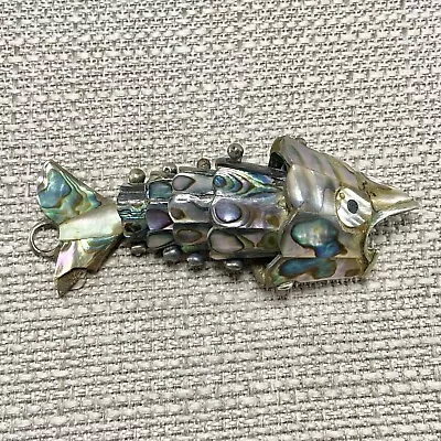 Vintage Articulated Abalone Fish Bottle Opener Pendant Iridescent • $68