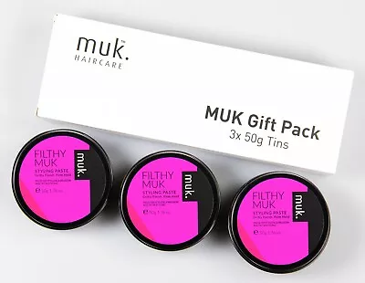 Filthy Muk Triple Hair Wax Gift Pack 3x Tins Of 50g Firm Hold Paste (£6.65 Each) • £19.95