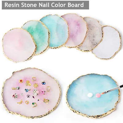 Resin Nail Art Painting Palette Gold Edge Nails Gel Color Makeup Display Board • $4.99