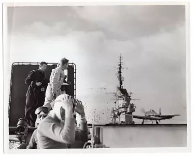 1954 French Hellcat Lands On CVA-15 USS Randolph 8x10 Original News Photo • $33.99