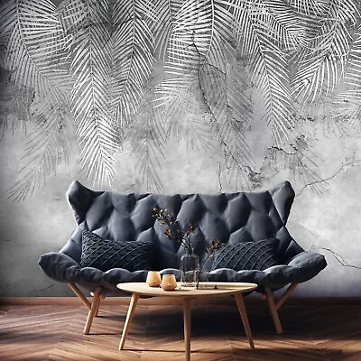LEAVES CONCRETE PALM TROPICAL Photo Wallpaper Mural Modern Bedroom Living Room • £40.90