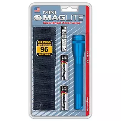 Maglite Mini Incandescent 2-Cell AA Flashlight With Holster Blue • $25.29