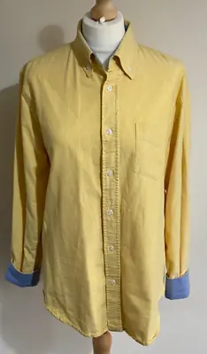 Charles Wilson Large Shirt Mens 42  Chest Yellow Long Sleeve Denim Turn Up Cuffs • £8.85