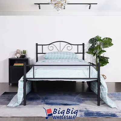 Twin Size Metal Platform Bed Frame Heavy Duty Mattress Foundation Vintage Board • $62.99