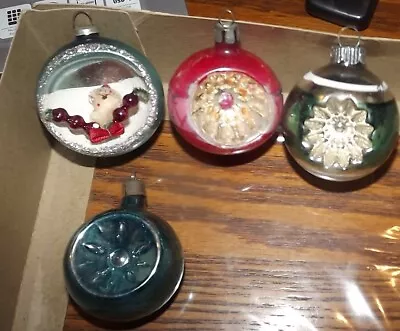 Vintage Christmas Ornaments Mixed Glass Painted Ornaments Lot Of 4 • $5