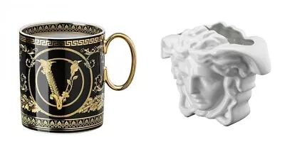 Versace Rosenthal Medusa Grande Vase 15 Cm  White+ Mug With Handle Gala Black • $325