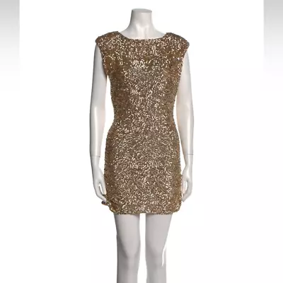 Alice + Olivia Gold Sequin Mini Sheath Dress • $35