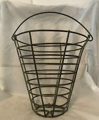 Vintage Heavy Gauge Wire Golf Ball Farmhouse Egg Gathering Handled Basket 8   • $22