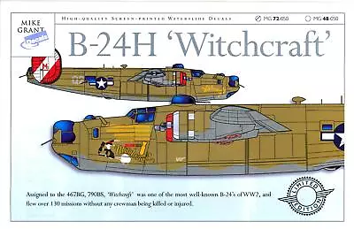 Mike Grant Decals 1/72 B-24H LIBERATOR WITCHCRAFT 790th Bomb Squadron • $10.99