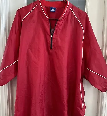 Mens Mizuno Performance Wind Warm Up Shirt Baseball Athletic Jersey Size XL Red • $14.50