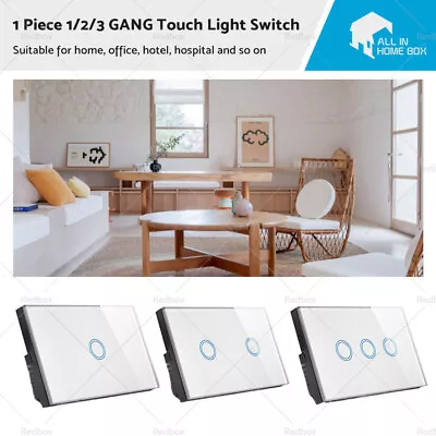 1 Gang 2 Gang 3 Gang Touch Wall Light Switch LED 1 Way Touch Glass Switch • $14.36