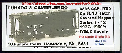 Funaro F&C 6896 WHEELING LAKE ERIE WLE Covered Hopper Car Kit 1790 CF 1937-50s • $44.95