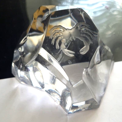 $19.99 • Buy Vintage Val St. Lambert Belgium Crystal Ice Rock Cancer Zodiac Paperweight 4  W